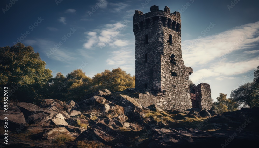 Stone Tower on Rocky Hillside Stone Tower on Rocky Hillside