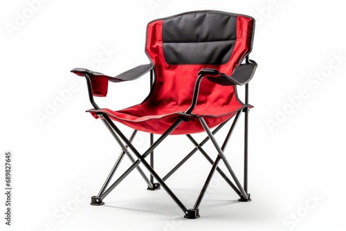 camping chair of red color isolated on a white background photo