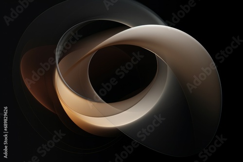 Luxury dark background, Black, white and beige color and tone, Close up detail of circular architectural shape
