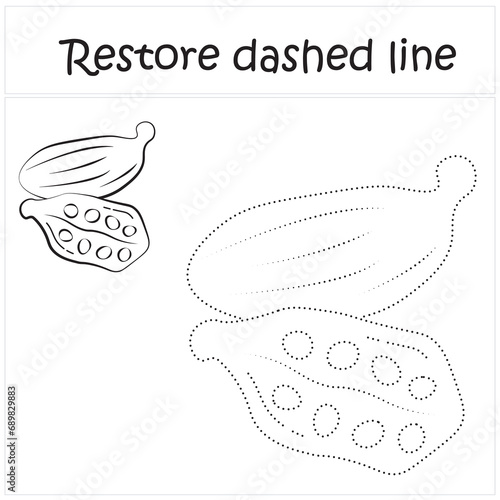 cardamom. Repair the dotted line. Handwriting practice. Educational game for toddlers and preschoolers. Cartoon style. Isolated vector illustration, eps