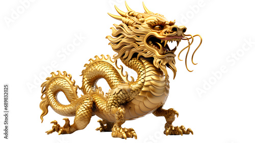 Golden dragon  Chinese lucky symbol  on transparent background PNG