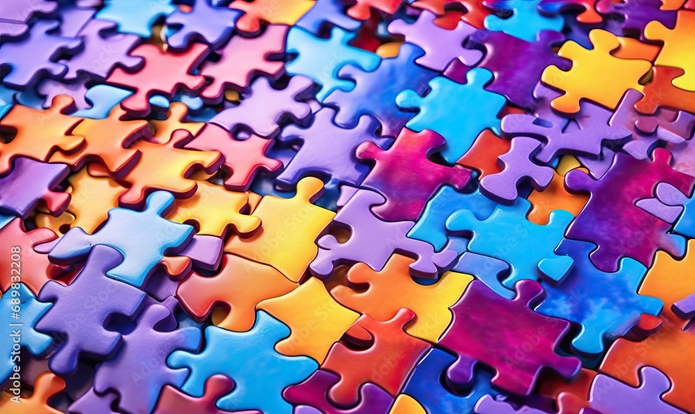Vibrant Puzzle Mosaic: Background of Multicolored Puzzles in Bright Colors Vibrant Puzzle Mosaic: Background of Multicolored Puzzles in Bright Colors