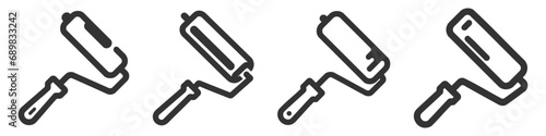 Vector icon set, pack, collection of a paint roller on white background