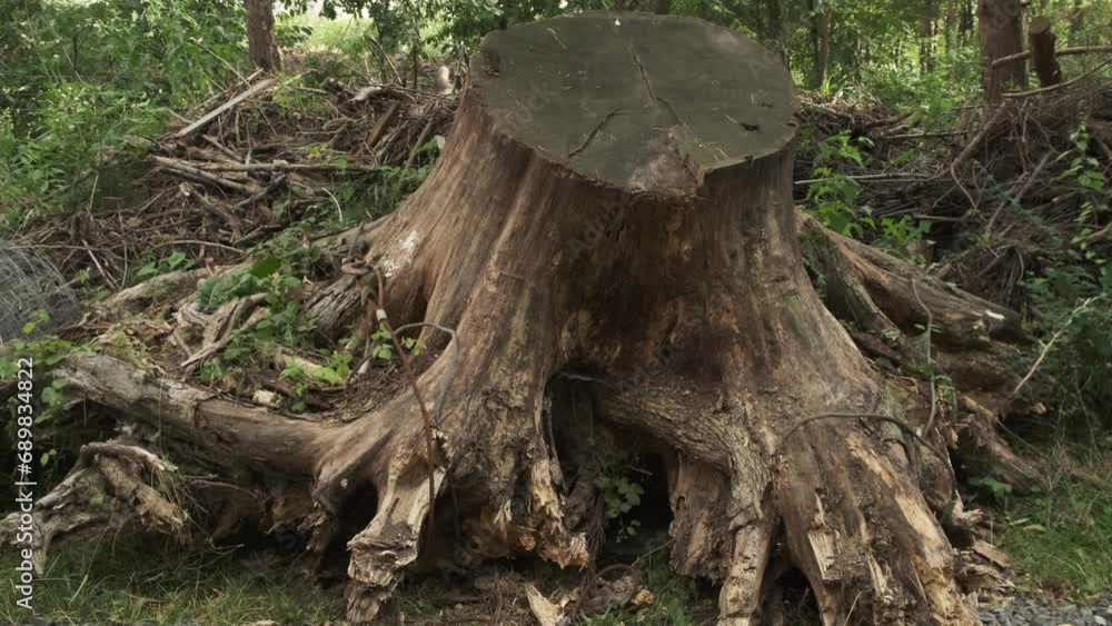 Large Root. Tree were removed from the wild forest. Uprooting a large stump tree, removed from ground, close up Large Root. Tree were removed from the wild forest. Uprooting a large stump tree, removed from ground, close up