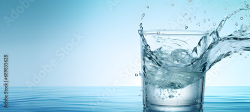 banner of glass of pure water photo