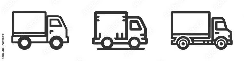 Simple truck silhouette icon set, pack, collection. Delivery icon on white background Simple truck silhouette icon set, pack, collection. Delivery icon on white background