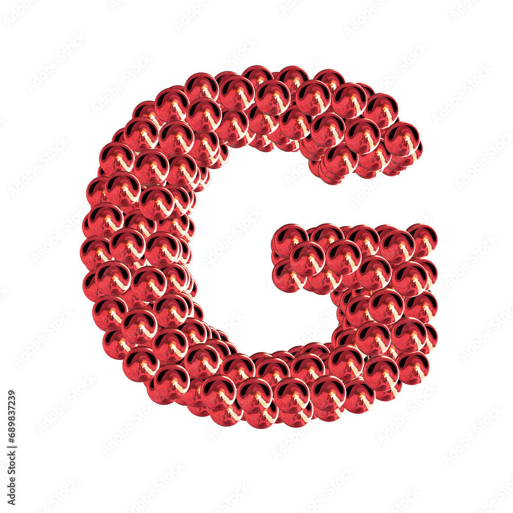 Red symbols from spheres. 3d letter g Red symbols from spheres. 3d letter g