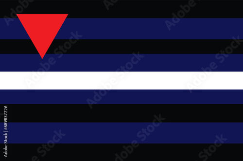 Leather queer pride flag vector illustration. LGBTQ+ community. Fetish flag for the leather community. Represent the leather kink, denim, bondage, uniforms, and other fetishes. Heart on strips symbol. photo