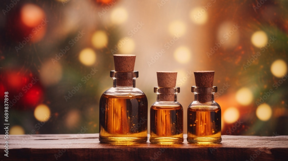 A Holiday-themed blurred background serves as a backdrop for an fragrance concept - AI Generative A Holiday-themed blurred background serves as a backdrop for an fragrance concept - AI Generative