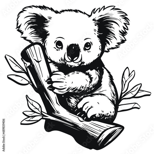 Koala silhouettes and icons. Black flat color simple elegant white background Koala animal vector and illustration.