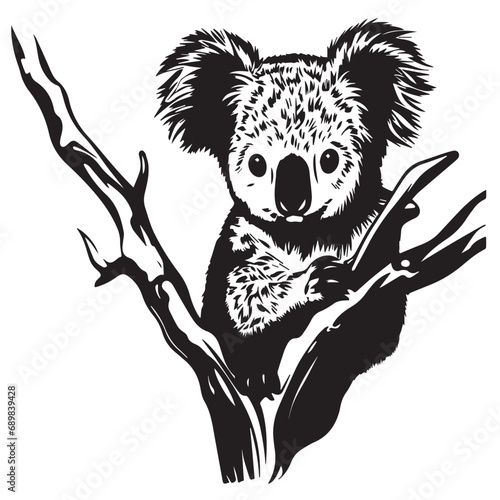 Koala silhouettes and icons. Black flat color simple elegant white background Koala animal vector and illustration.