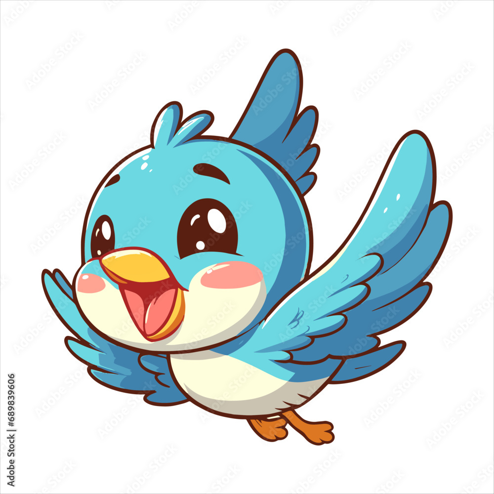 Fototapeta premium Vector art of Cute funny bird cartoon style vector icon illustration