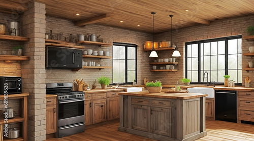 Wallpaper Mural Farmhouse Style kitchen interior Torontodigital.ca