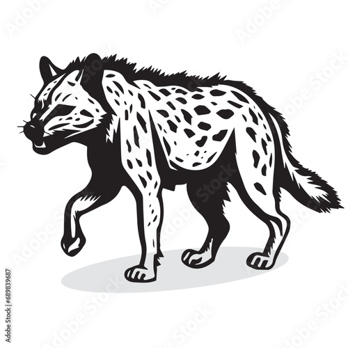 Hyena silhouettes and icons. Black flat color simple elegant white background Hyena animal vector and illustration.