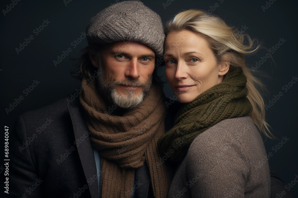 Muted tone couple’s portrait, intimate and close Muted tone couple’s portrait, intimate and close