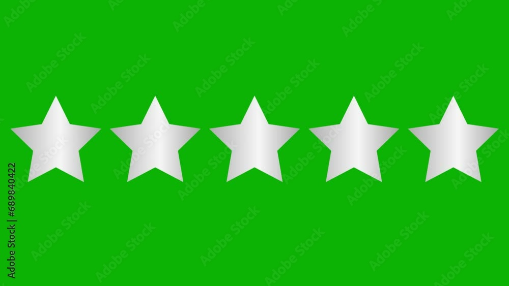 Animated five silver stars customer product rating review. Vector flat illustration isolated on the green background. Animated five silver stars customer product rating review. Vector flat illustration isolated on the green background.