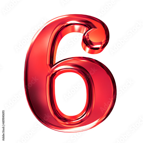 Red symbol with bevel. number 6