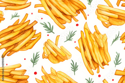 seamless pattern with french fries
