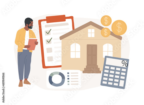Estate planning isolated concept vector illustration. Real estate assets control, keep documents in order, trust account, attorney advise, life insurance, personal possession vector concept.
