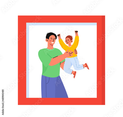 Family photo in frame vector concept