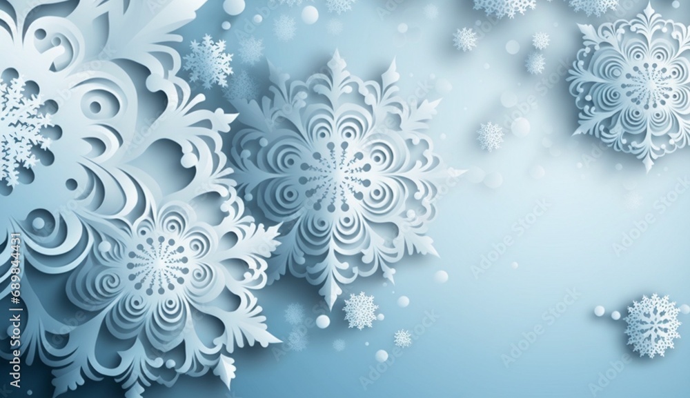A blue banner backdrop with snow flacks and glitters. Serves as a background for New Year Wish - AI Generative A blue banner backdrop with snow flacks and glitters. Serves as a background for New Year Wish - AI Generative