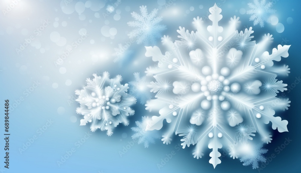 A blue banner backdrop with snow flacks and glitters. Serves as a background for New Year Wish - AI Generative A blue banner backdrop with snow flacks and glitters. Serves as a background for New Year Wish - AI Generative