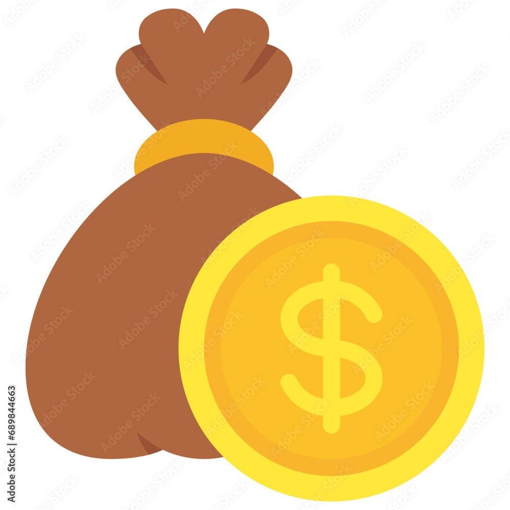 Money Bag With Coin Icon Money Bag With Coin Icon