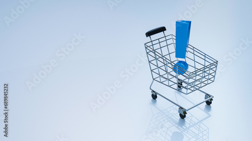 exclamation mark inside shopping cart, social media post, banner, poster, web banner, discount, giveaway, big sale, balck friday, cyber monday, week,