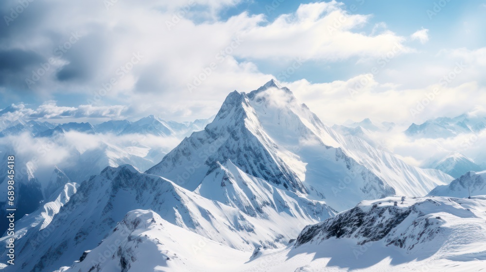 Obraz premium winter mountain with white snow peak