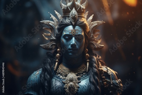 God Shiva. Portrait with selective focus and copy space