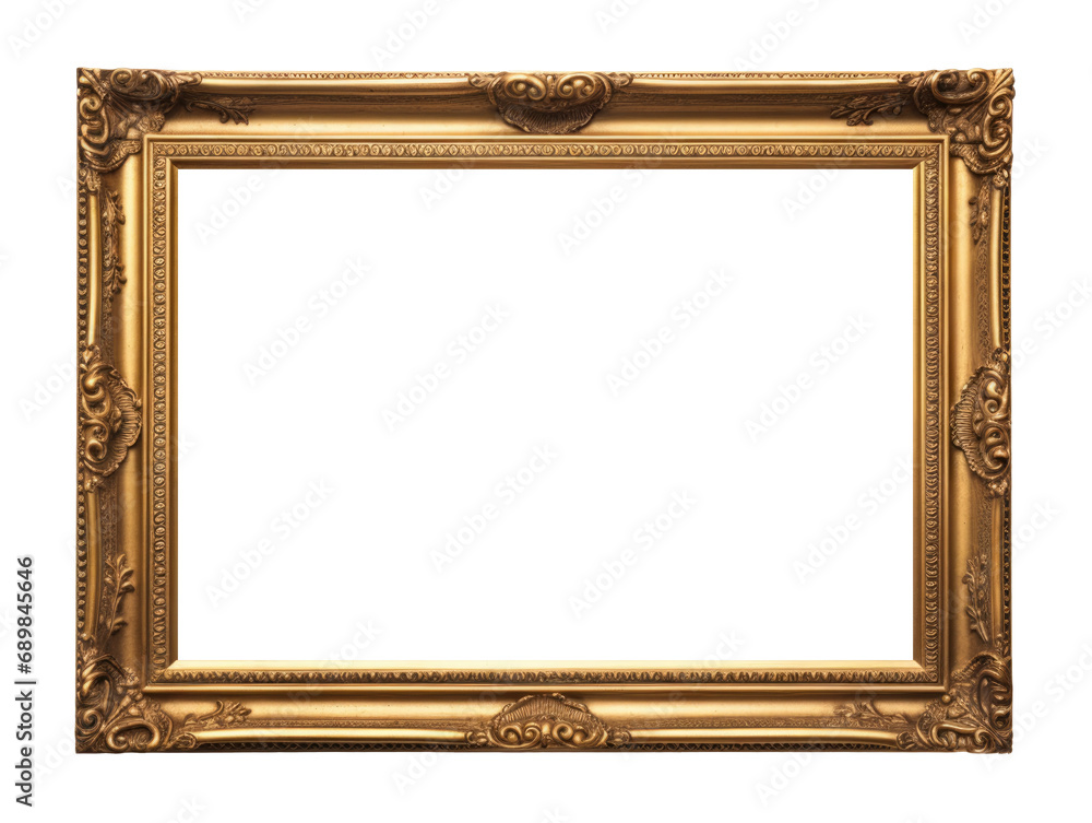 Golden picture frame isolated on transparent Golden picture frame isolated on transparent