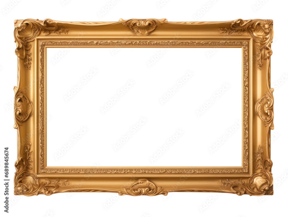 Golden picture frame isolated on transparent Golden picture frame isolated on transparent