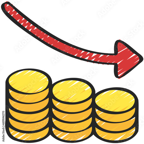 Coin Stack Barchart Decrease Icon