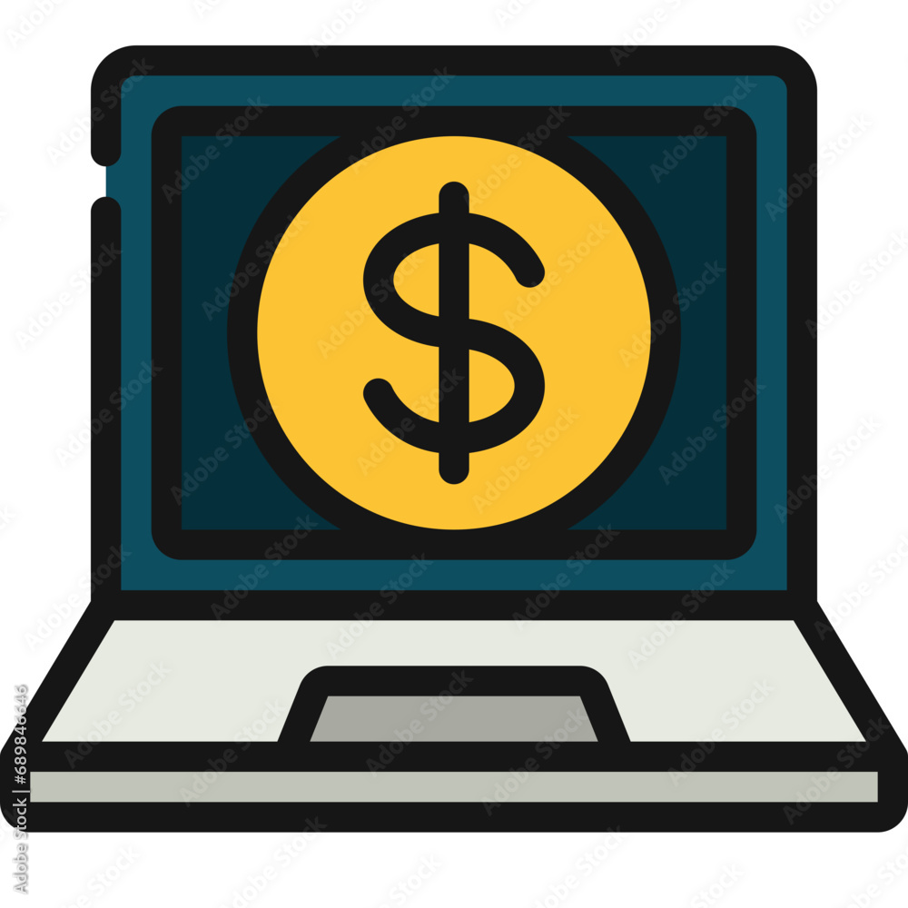 Laptop Coin Money Icon Laptop Coin Money Icon