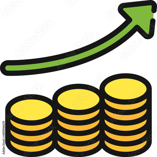 Money Stack Barchart Increase Icon