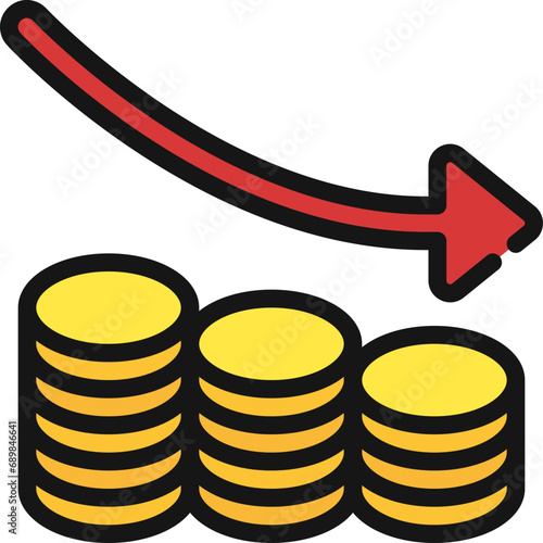 Coin Stack Barchart Decrease Icon