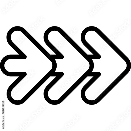 Three Overlappig Right Arrows Icon