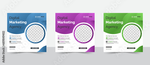 Set of Editable minimal square banner template. Suitable for social media post and web internet ads.