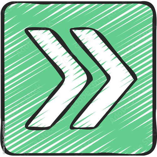 Sharp Right Arrows Square Icon