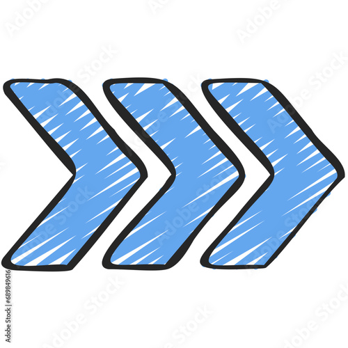 Three Split Sharp Arrows Icon