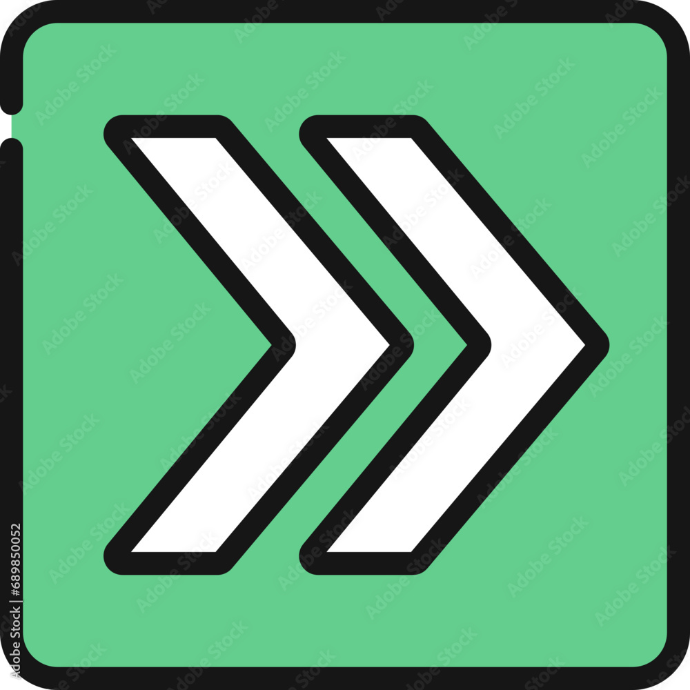 Sharp Right Arrows Square Icon