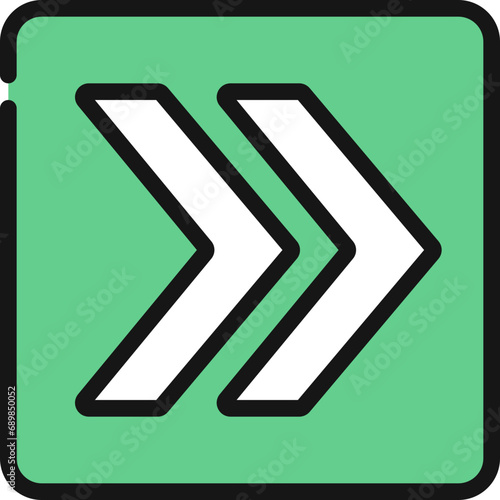 Sharp Right Arrows Square Icon