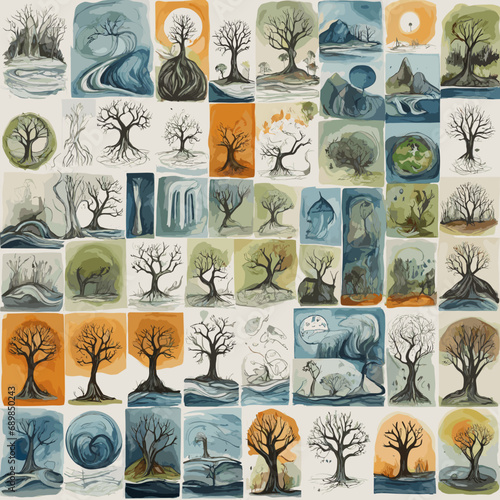 2d vector illustration global environmental , Environmental protection and industrial pollution
