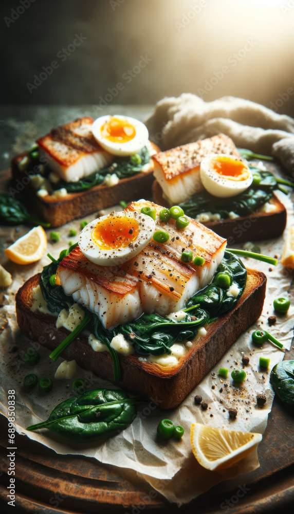 Smoked Haddock and Spinach Rye Toasts Smoked Haddock and Spinach Rye Toasts
