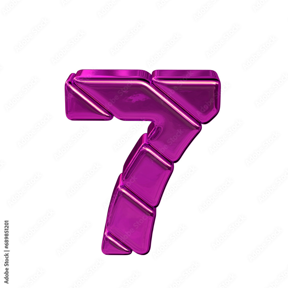Symbol made of diagonal purple blocks. number 7 Symbol made of diagonal purple blocks. number 7