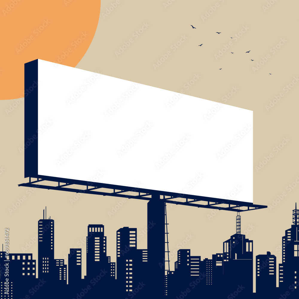 Silhouette of empty billboard and urban buildings. Vector illustration Silhouette of empty billboard and urban buildings. Vector illustration