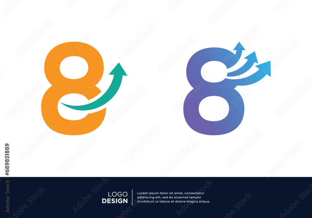 Set of Number 8 logo designs for marketing, investment and business. Set of Number 8 logo designs for marketing, investment and business.