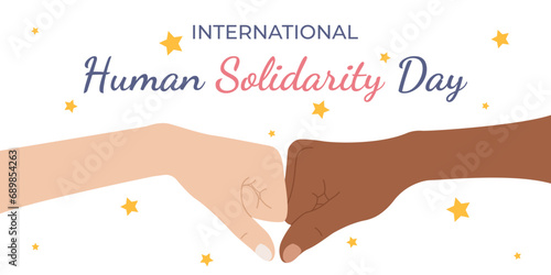 Banner for International Solidarity Day with human hands making bro fist gesture