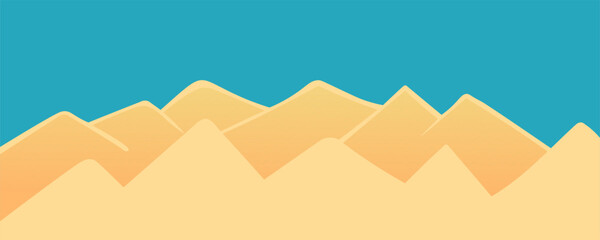 Gordijnen Koraalgroen simple desert landscape in vector.atmospheric view in flat style.template for background wallpaper banner  © Anna