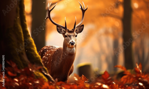 A majestic deer in a beautiful autumn forest © Filip